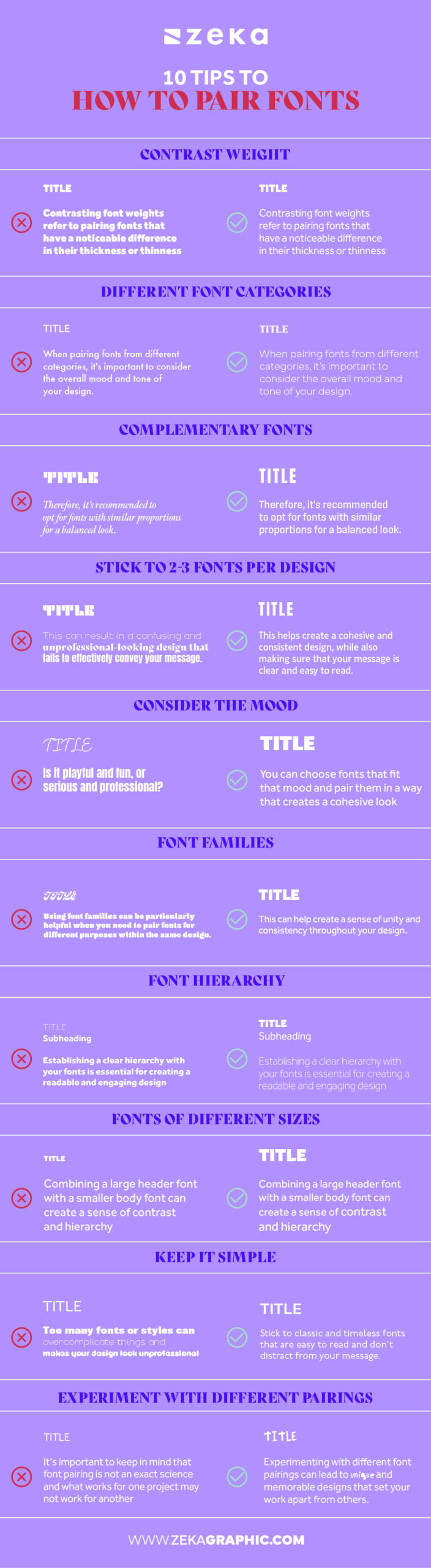 10 Best Tips To Pair Fonts in Graphic Design Infographic