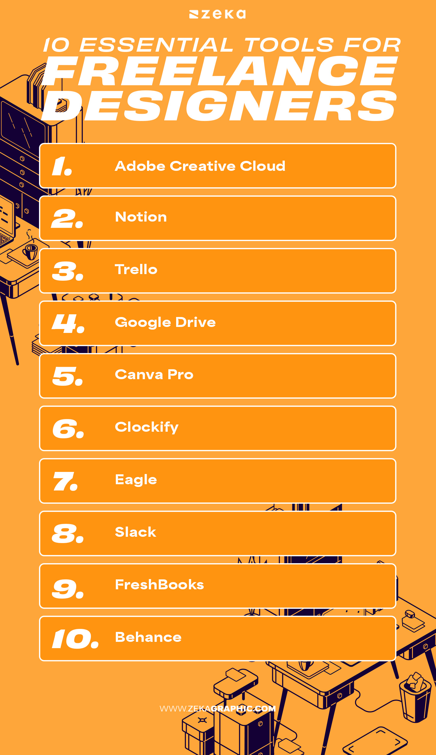 10 essential tools for freelance designers infographic