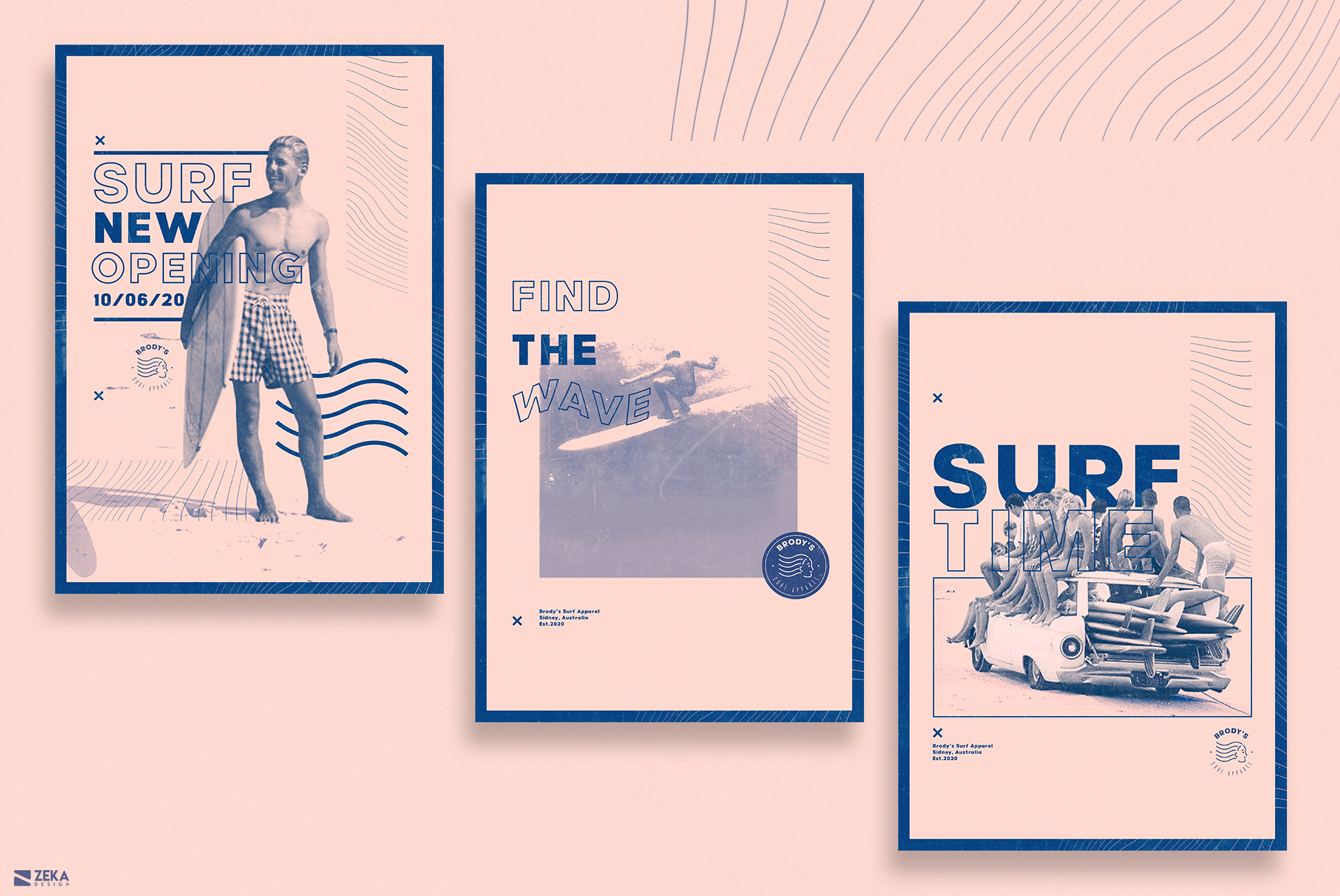 Brodys Surf Logo Design Brand Identity Design Concept by Zeka Design