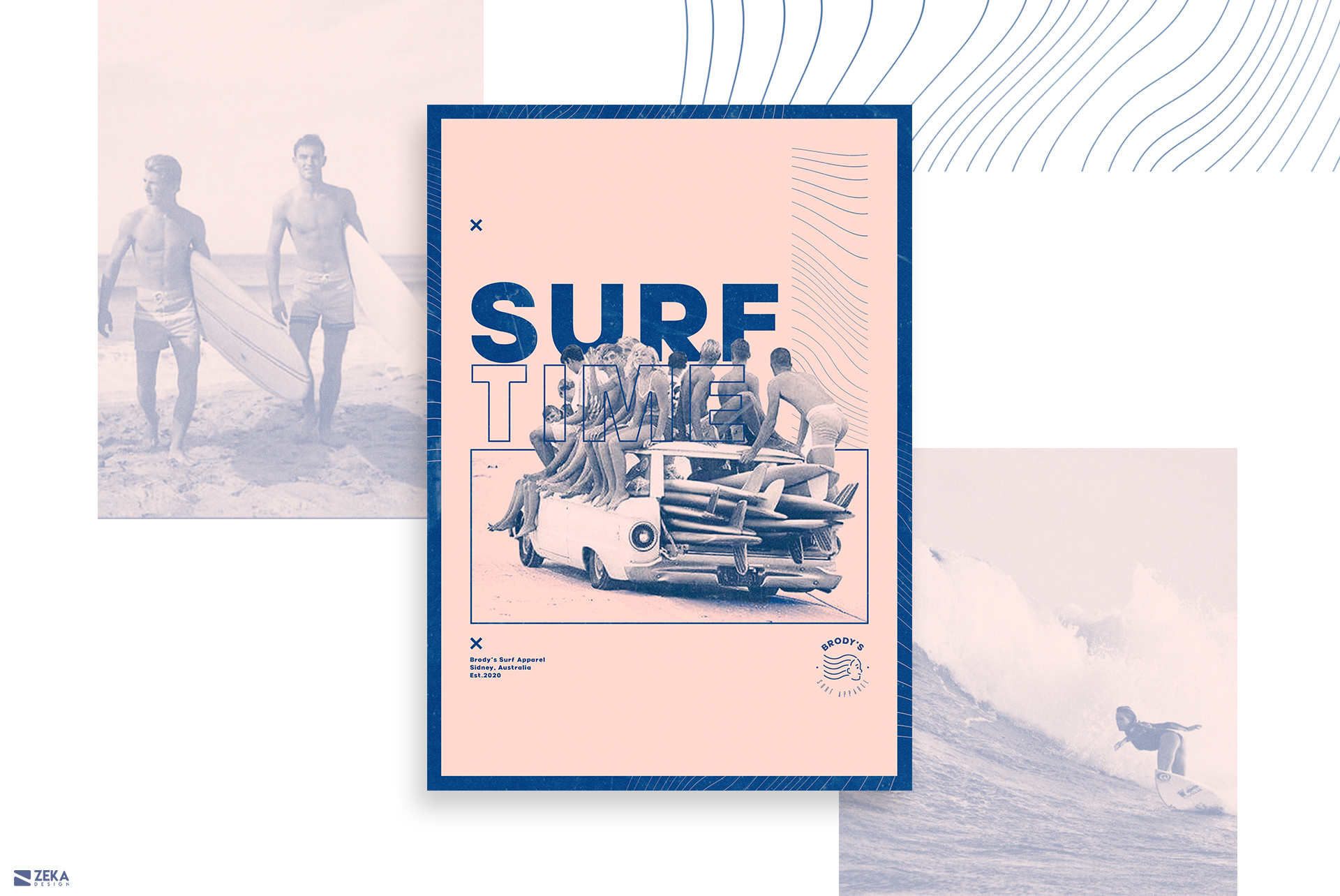 Brodys Surf Logo Design Brand Identity Design Concept by Zeka Design