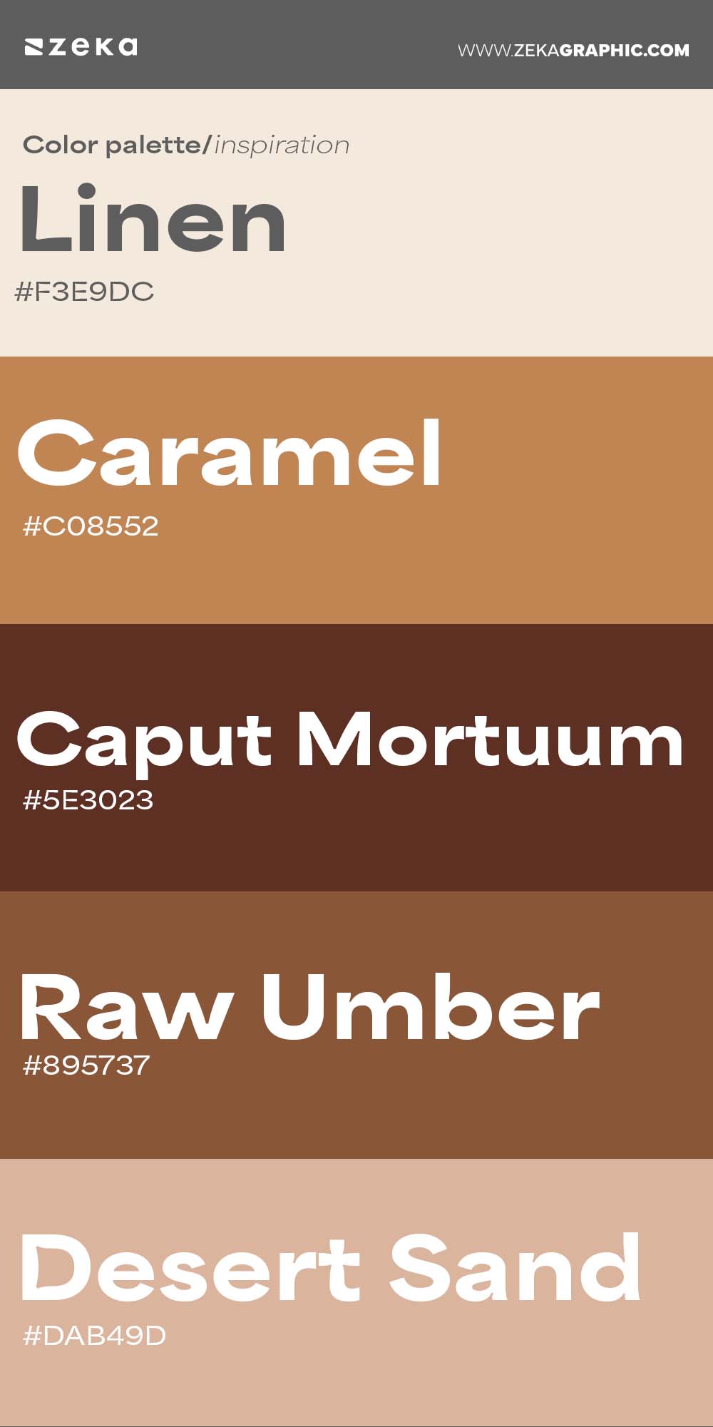 Color Palette Inspiration 10 #F3E9DC #C08552 #5E3023 #895737 #DAB49D