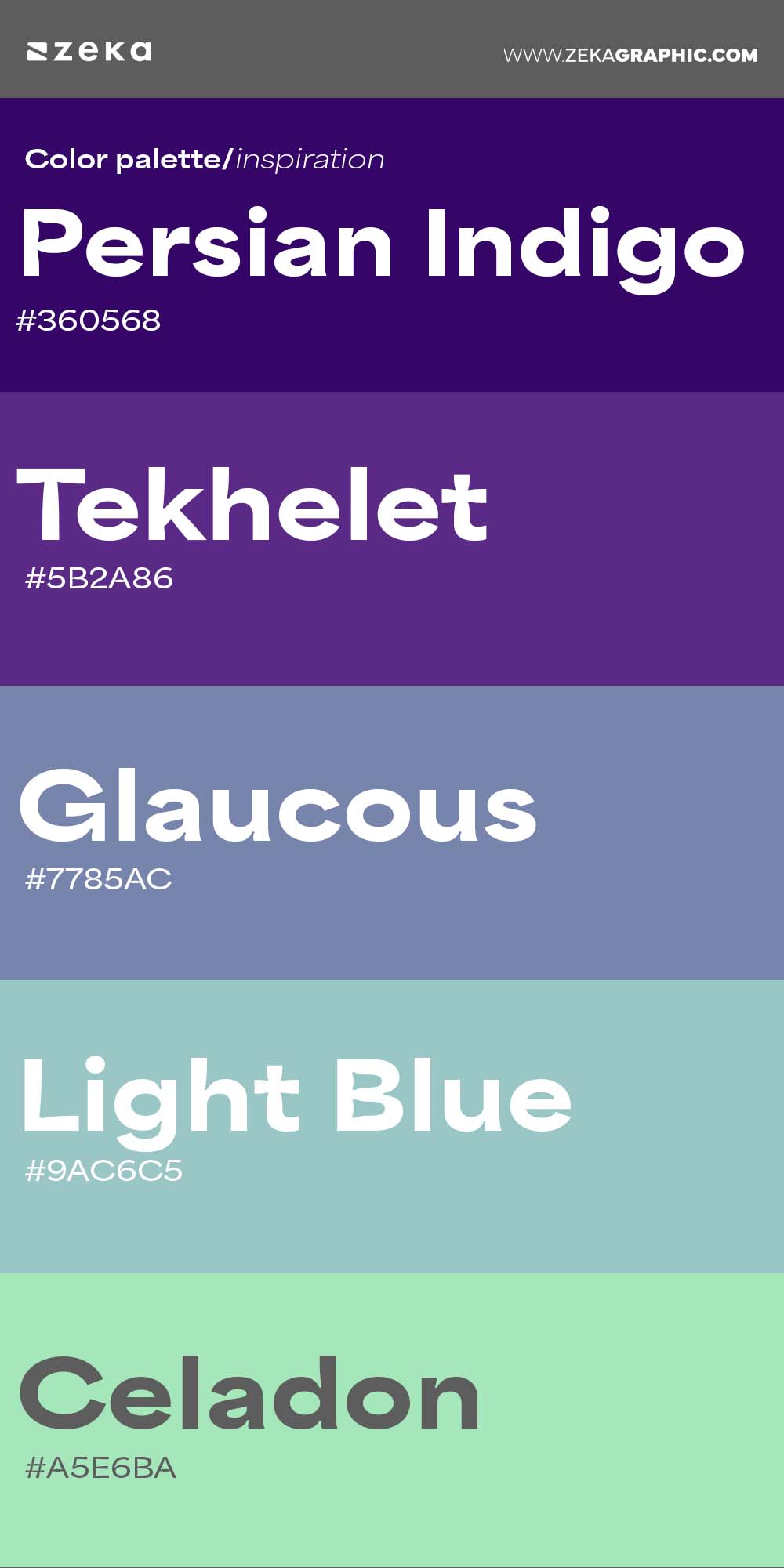 Color Palette Inspiration 15 #360568 #5B2A86 #7785AC #9AC6C5 #A5E6BA