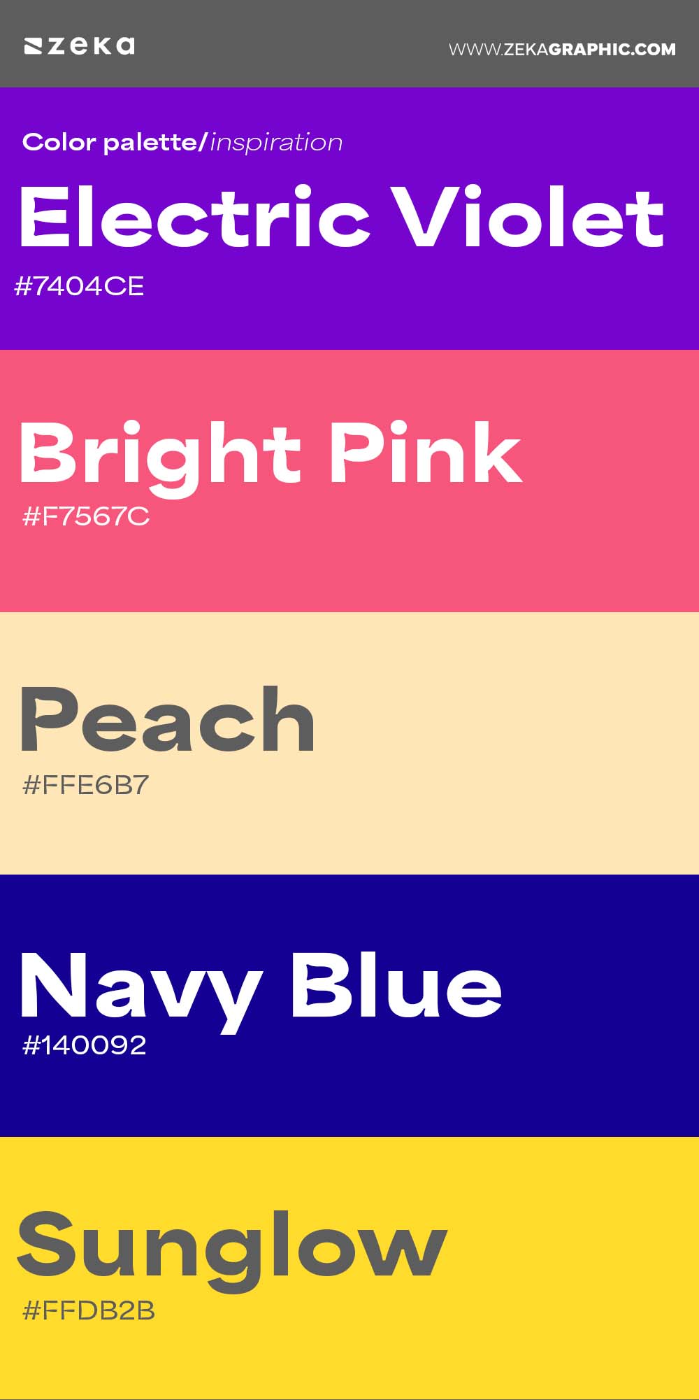 Color Palette Inspiration 25 #7404CE #F7567C #FFE6B7 #140092 #FFDB2B