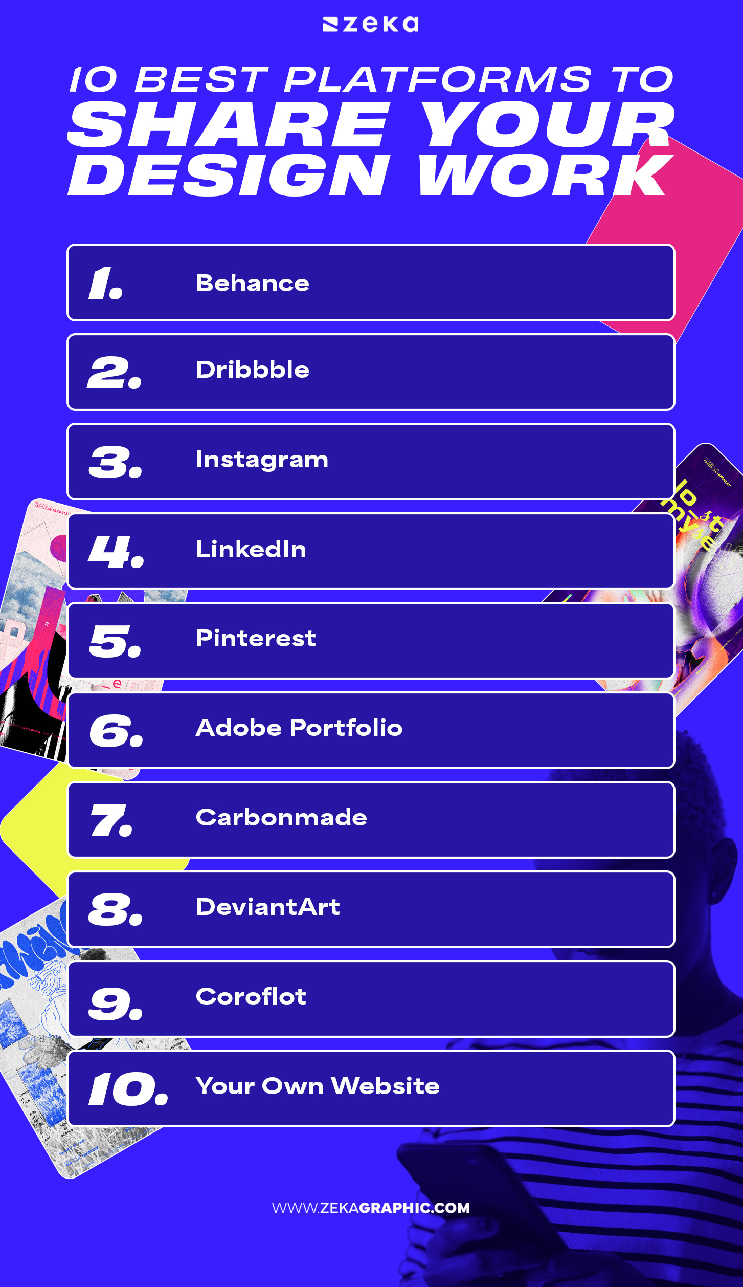 Top 10 Best Platforms for Sharing Your Graphic Design Work Infographic