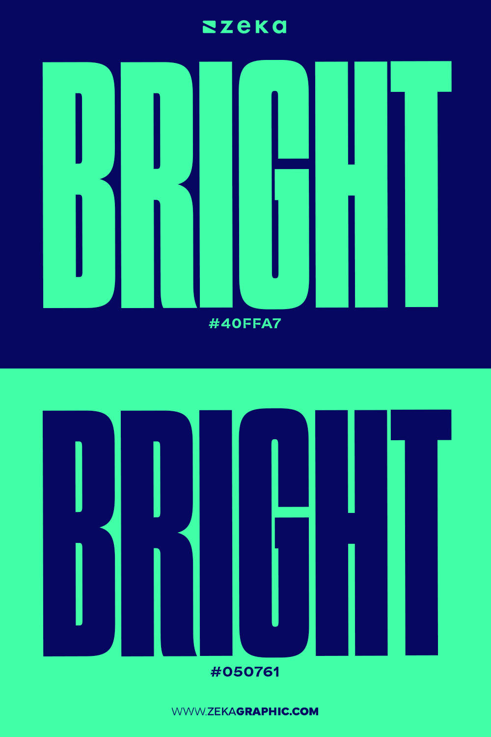 Vibrant Color Combinations That Work #40ffa7 #050761